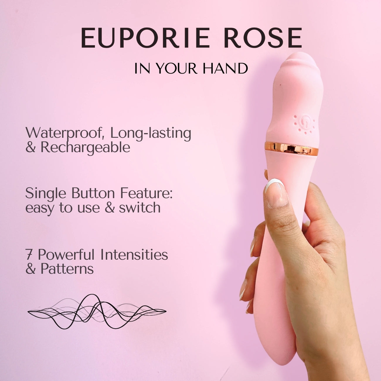 Euporie Rose is a premium and waterproof massager with 7 powerful intensities