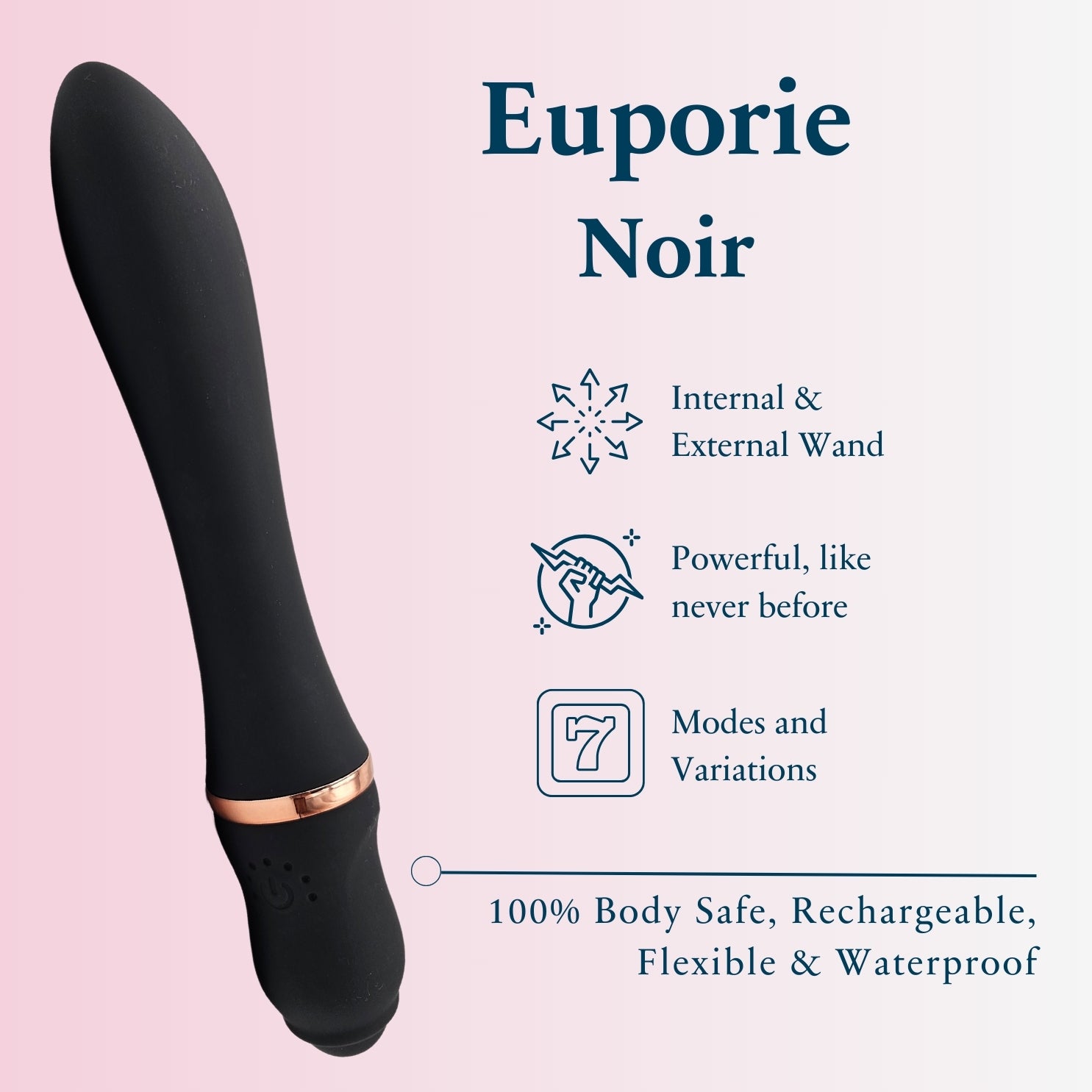 Euporie Noir by Libertee, showing the products in hand. Euporie Noir is a full body massager, premium, versatile and perfect for shoulders, shoulder blades and muscle relaxation in general