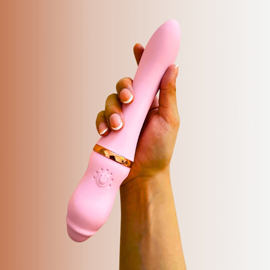 Euporie Rose by Libertee: Powerful pink massager with flexible neck and multiple settings. Delivers intense vibrations. Ideal for women or couples.