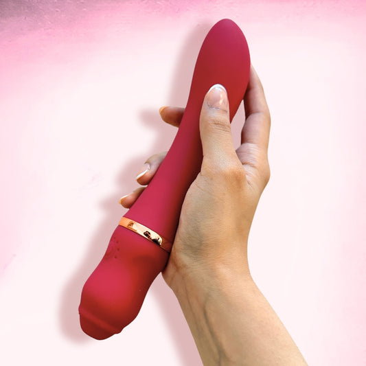 Euporie Rouge by Libertee: Premium, powerful red personal body massager with flexible neck for targeted stimulation, rechargeable and waterproof.