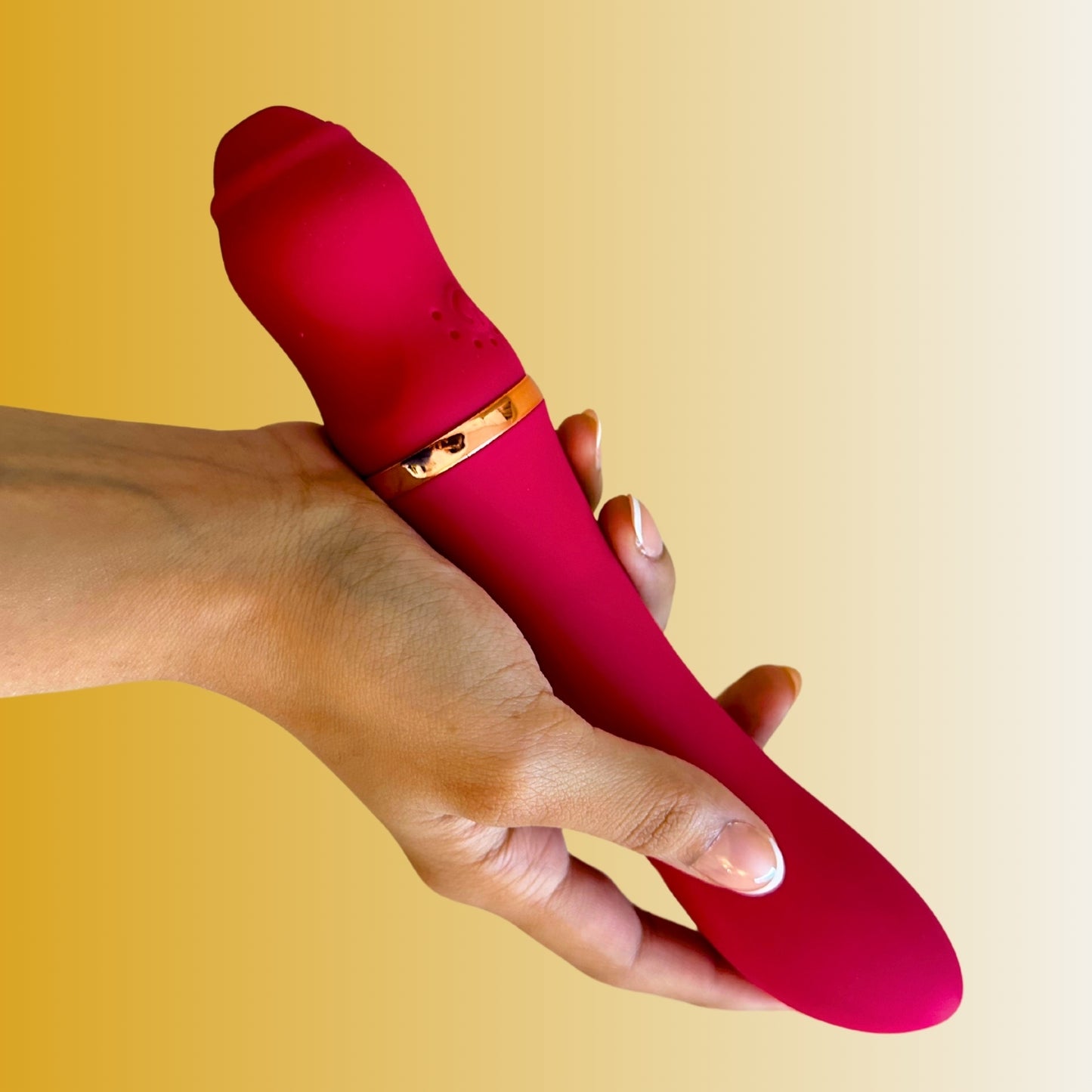Euporie Rouge by Libertee: Premium, powerful red vibrating massager. Flexible neck for targeted stimulation. Rechargeable and waterproof. Ideal for couples or solo play.