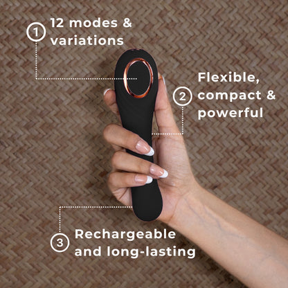 Luna Noir is a discreet massager, perfect for beginners. This vibrator is quiet, rechargeable, waterproof and long-lasting. This is a budget friendly vibrator in India that is 100% body safe and premium. It is a good gift to a partner because it comes in a beautiful pinewood box. 