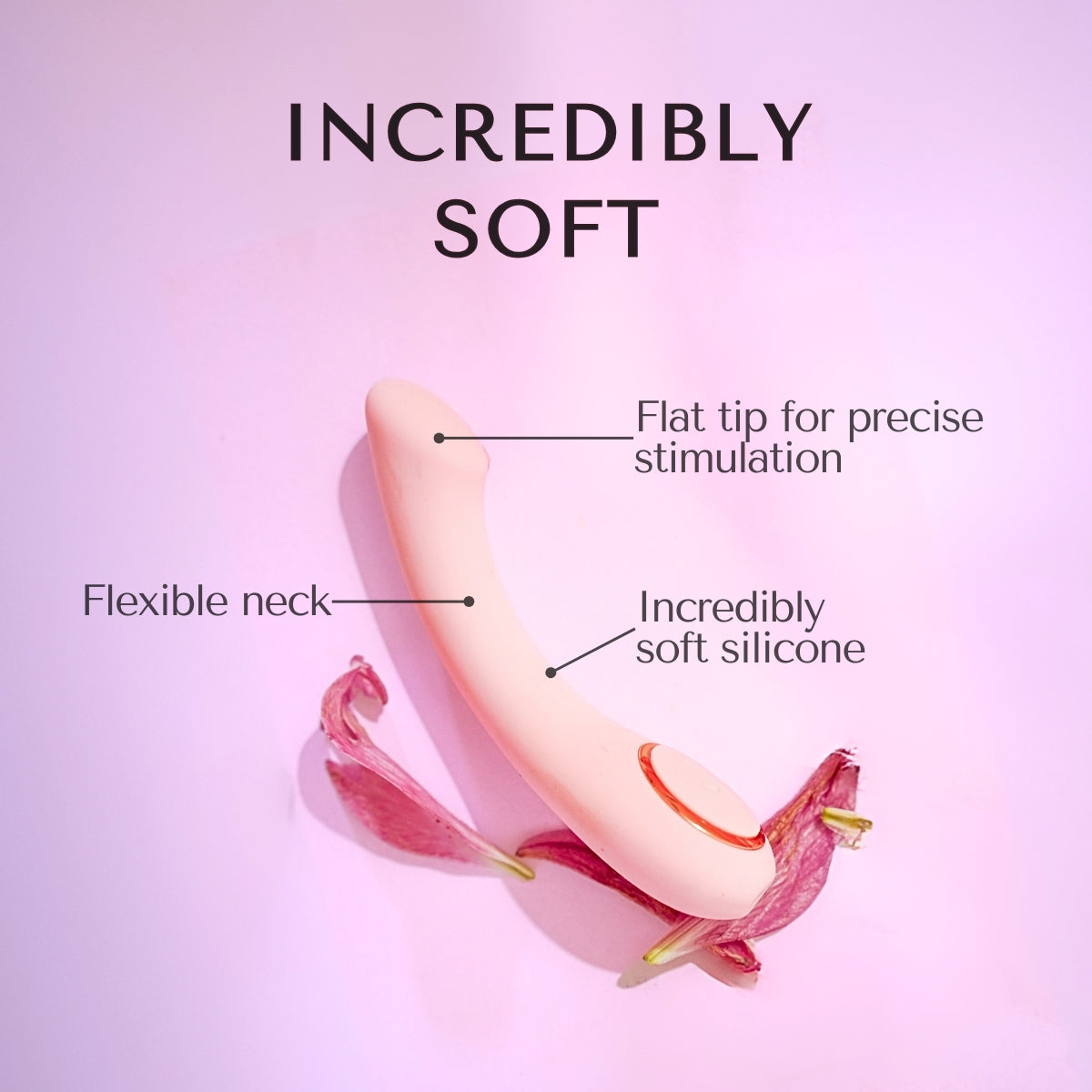 Luna Rose by Libertee is an incredibly soft personal massager with a flexible neck and a flat tip for precise use. 